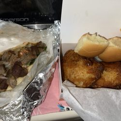 Savory Deli - Lamb Gyro Sandwich (extra meet + red onion add on) and Make your own chicken box