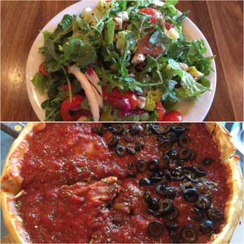 Patxi's Pizza - Chopped salad and Chicago deep dish pizza half & half of the Favorite and the other half Special. - Pizza Near Me - Dublin, California Patxi's Pizza - Chopped salad and Chicago deep dish pizza half & half of the Favorite and the other half Special. - Pizza Near Me - Dublin, California