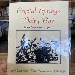 Crystal Springs Dairy Bar - Menu