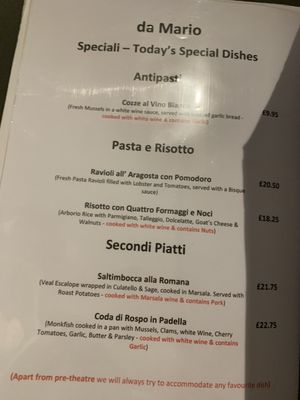 Menu photo 4 Da Mario Italian Restaurant London, XGL Menu photo 4 Da Mario Italian Restaurant London, XGL