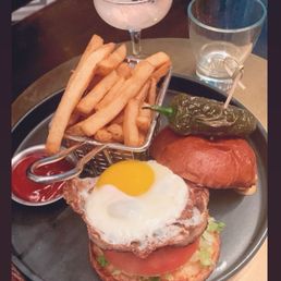 Turkey burger w/ sunny side up egg and jalapeño add on!!!! AMAZING