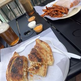 Chicken Tikka Masala Calzone and Veggie Jackfruit Tikka Masala Cheesesteak Chicken Tikka Masala Calzone and Veggie Jackfruit Tikka Masala Cheesesteak