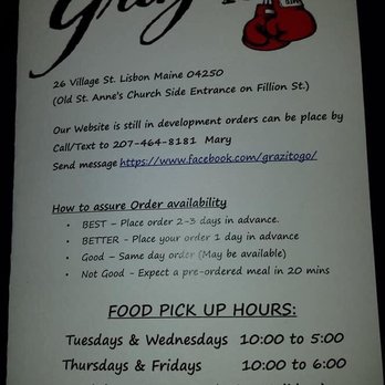 Grazi To Go - Menu - Italian Near Me - Lisbon, Maine