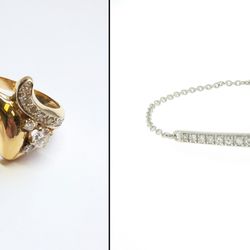 2 old rings restyled into a new diamond bracelet.