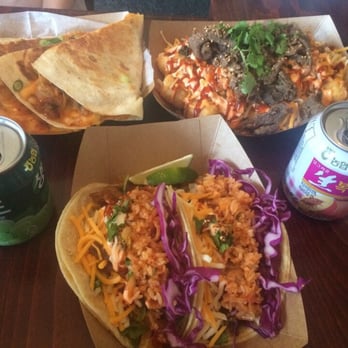 OliToki - Kimchi rice quesadilla on the left is good. The tots with BBQ beef on the right is too greasy as a meal. Half is good as a snack. - Korean Near Me - Boston, Massachusetts OliToki - Kimchi rice quesadilla on the left is good. The tots with BBQ beef on the right is too greasy as a meal. Half is good as a snack. - Korean Near Me - Boston, Massachusetts