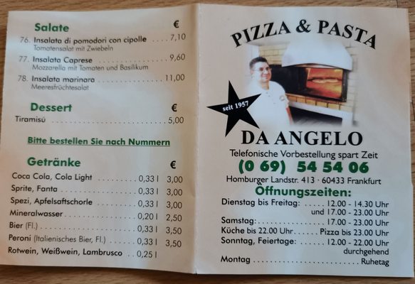 Menu photo 1 Pizzeria Da Angelo Frankfurt, HE Menu photo 1 Pizzeria Da Angelo Frankfurt, HE