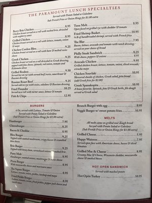 Menu photo 2 Paramount Diner Manasquan, NJ