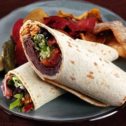 Grecian Delight Foods - Roast beef wrap made with Grecian Delight lavash flatbread, Italian beef and Feisty Feta spread