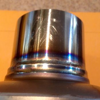 Sam's Welding - Stainless Steel motorcycle muffler. Bottom weld is factory, top weld is Sam's. - Metal Fabricators Near Me - San Diego, California Sam's Welding - Stainless Steel motorcycle muffler. Bottom weld is factory, top weld is Sam's. - Metal Fabricators Near Me - San Diego, California