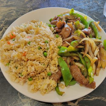 Genghis Khan Kitchen - Mongolian Beef and Fried Rice Lunch plate - Chinese Near Me - Alameda, California Genghis Khan Kitchen - Mongolian Beef and Fried Rice Lunch plate - Chinese Near Me - Alameda, California