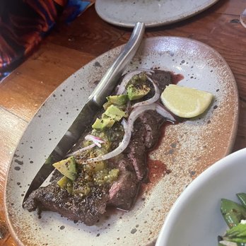 Manuela - Grilled Grass-Fed Skirt Steak, Poblano Chimichurri, Avocado - New American Near Me - Los Angeles, California Manuela - Grilled Grass-Fed Skirt Steak, Poblano Chimichurri, Avocado - New American Near Me - Los Angeles, California