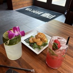 Spicy Creamy Shrimp Tempura* Matcha Lechee Lemonade