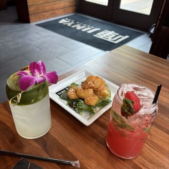 JINYA Ramen Bar - Preston Hollow - Spicy Creamy Shrimp Tempura* Matcha Lechee Lemonade - Ramen Near Me - Dallas, Texas