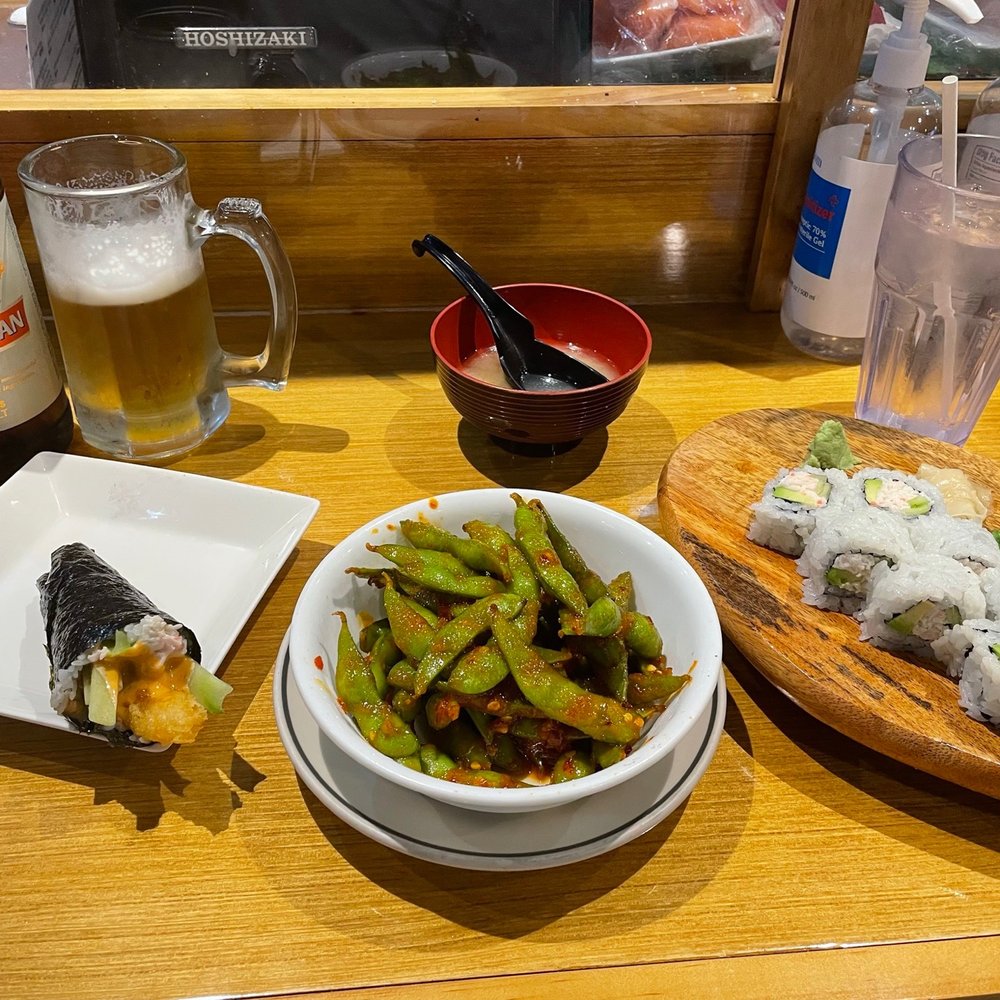 Umiya Sushi - Edamame - (Salted or Spicy garlic), House Miso Soup, California Roll - Sushi Bars Near Me - Cedar Park, Texas Umiya Sushi - Edamame - (Salted or Spicy garlic), House Miso Soup, California Roll - Sushi Bars Near Me - Cedar Park, Texas