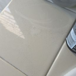 Black dust still sitting on the top counter Black dust still sitting on the top counter