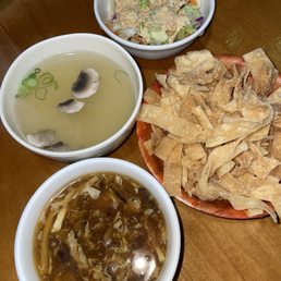 Hot and Sour Chinese Soup Miso Japanese Soup Crunchy noodles Ginger salad Hot and Sour Chinese Soup Miso Japanese Soup Crunchy noodles Ginger salad