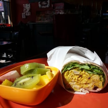 Miyo Cafe - Delicious chicken curry wrap & fresh fruit. - Cafes Near Me - Castle Rock, Colorado