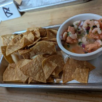 Hook Fish at Proof Lab Beer Garden - Ceviche with chips - Seafood Near Me - Mill Valley, California