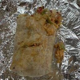 Veggie burrito, flimsy tortilla and very moist. Veggie burrito, flimsy tortilla and very moist.