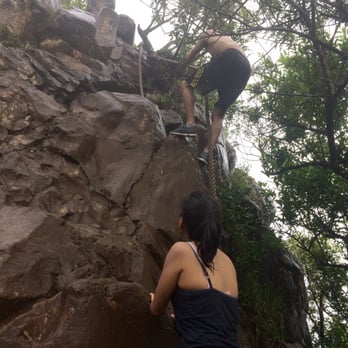 Olomana Hike - The last rope-assisted climb, near the top of the first peak. After this part, it gets pretty sketchy. - Hiking Near Me - Kailua, Hawaii Olomana Hike - The last rope-assisted climb, near the top of the first peak. After this part, it gets pretty sketchy. - Hiking Near Me - Kailua, Hawaii