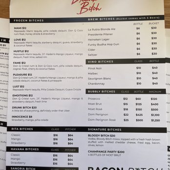 Bacon Bitch - Drink menu - Sandwiches Near Me - Miami Beach, Florida