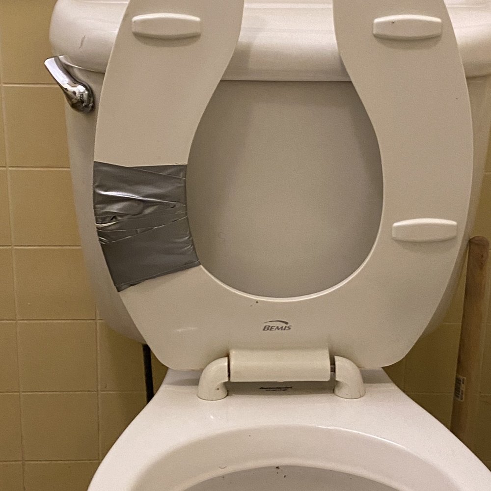 Arroy Thai - Broken Toilet Seat mended with duct tape - Thai Near Me - Wesley Chapel, Florida Arroy Thai - Broken Toilet Seat mended with duct tape - Thai Near Me - Wesley Chapel, Florida