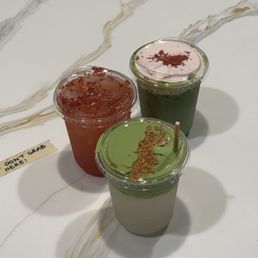 Coconut Matcha, Berry Matcha Latte