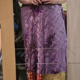 Purple wrap skirt  with red/green/cream underlayer