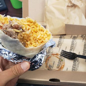 Freebirds World Burrito - This was the only meat in the whole burrito - Mexican Near Me - Houston, Texas