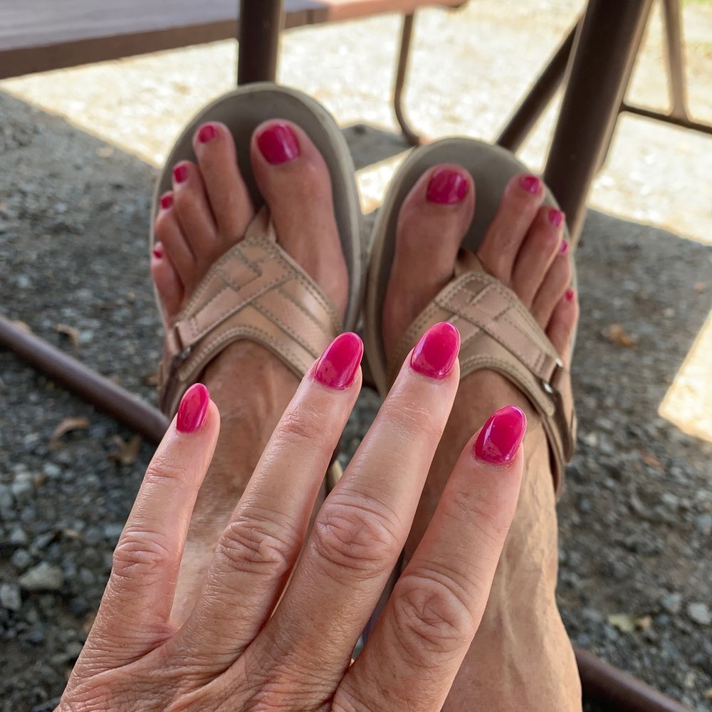 Mani pedi.  In walking distance from the KOA. Great job   Clean salon and pleasant staff.