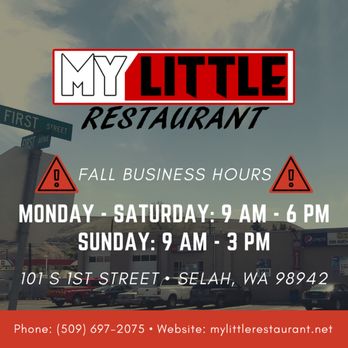 My Little Restaurant - Fall 2020 Hours - Mexican Near Me - Selah, Washington My Little Restaurant - Fall 2020 Hours - Mexican Near Me - Selah, Washington