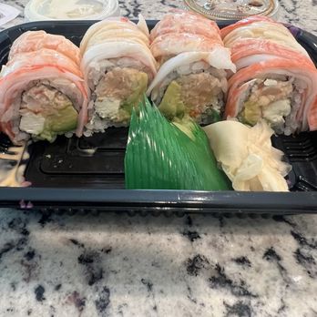 Akami Sushi & Grill - Lovely Roll - Lobster salad, cream cheese, avocado topped shrimp, crab wasabi mayo spicy mayo $13.99 - Sushi Bars Near Me - Dawsonville, Georgia Akami Sushi & Grill - Lovely Roll - Lobster salad, cream cheese, avocado topped shrimp, crab wasabi mayo spicy mayo $13.99 - Sushi Bars Near Me - Dawsonville, Georgia