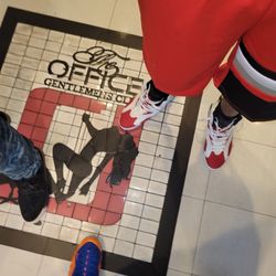 The Office Miami - Logo on the floor once you walk in...  My brother and I kicks for the day