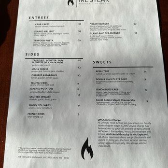 ML Steak - Menu - Steakhouses Near Me - Bon Air, Virginia