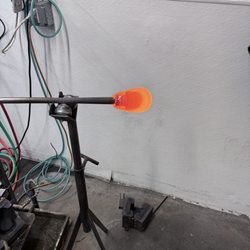 Glassybaby - Front row view of a new piece being made