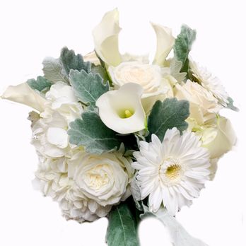Donna's Custom Flowers - White on white,Calla Lily, hydrangea, roses arrangement - Florists Near Me - Mundelein, Illinois