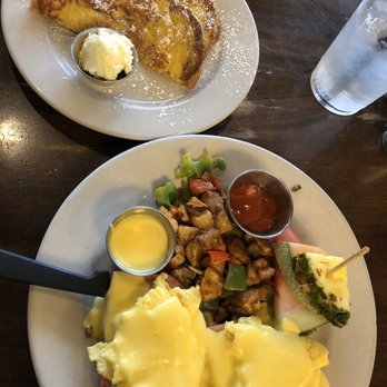 Breakfast Club - Traditional Eggs Benedict w/ Scrambled Eggs instead of poached and a Side of French Toast - Breakfast & Brunch Near Me - Phoenix, Arizona