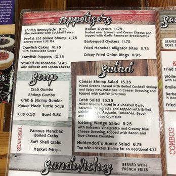 Middendorf's - Manchac - Menu - Seafood Near Me - Akers, Louisiana