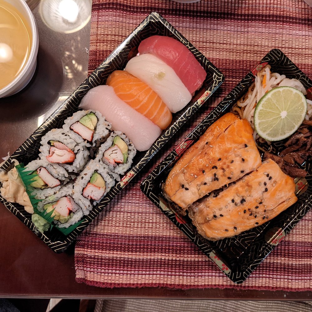Sushi Yoshi - Sushi combo bento box with salmon terriyaki - Sushi Bars Near Me - Vienna, Virginia Sushi Yoshi - Sushi combo bento box with salmon terriyaki - Sushi Bars Near Me - Vienna, Virginia