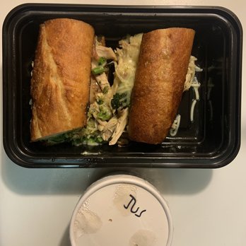 Left Bank - Chicken sandwich with juice. - New American Near Me - New York, New York Left Bank - Chicken sandwich with juice. - New American Near Me - New York, New York