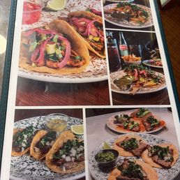 Back of menu with food photos Back of menu with food photos