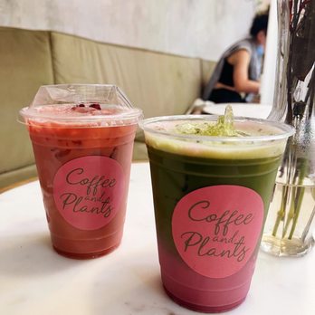 Coffee and Plants - The Rose Bowl Latte & Pink Matcha - Coffee & Tea Near Me - Pasadena, California