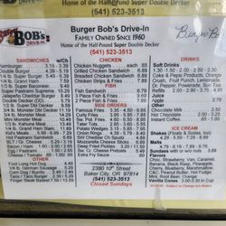 Burger Bobs - Menu march 2026