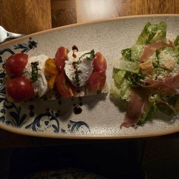 Madrina - A ridiculously delicious simple salad of little gem lettuce, Pecorino, prosciutto, croutons,  and Mayfair dressing which is like Caesar but - Italian Near Me - Webster Groves, Missouri