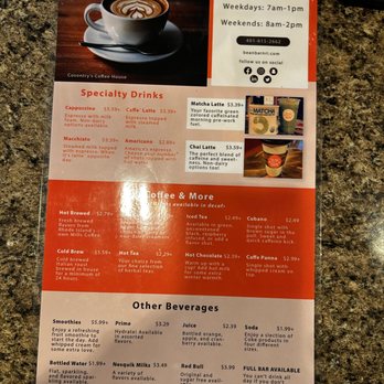Bean Barn RI - Menu - Coffee & Tea Near Me - Coventry, Rhode Island