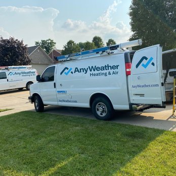 AnyWeather Heating & Air - AnyWeather Heating & Air company HVAC vans on a jobsite in Cincinnati OH providing heating and cooling services - Heating & Air Conditioning/HVAC Near Me - Cold Spring, Kentucky