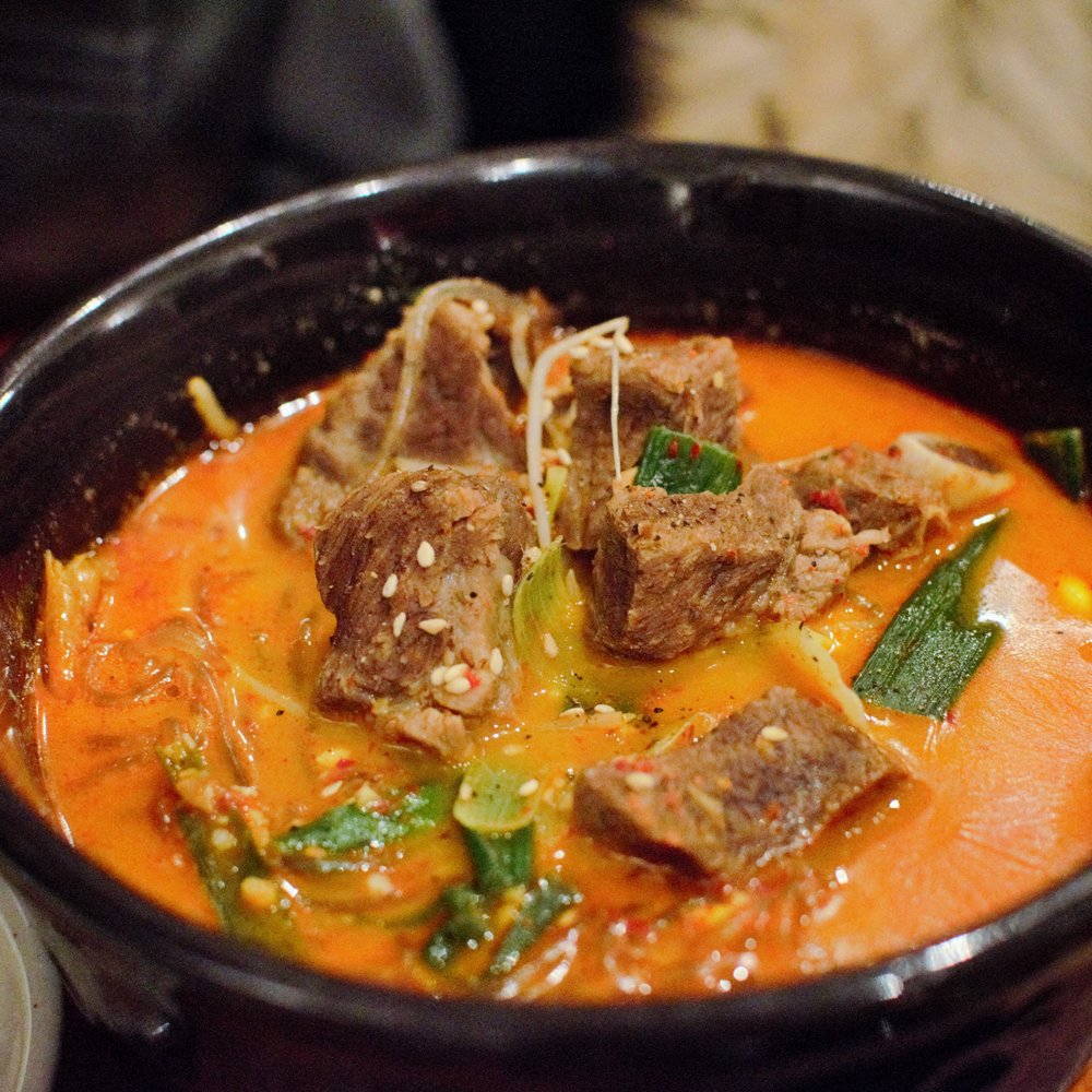 Hwang-Kum - Glass noodles and pork spicy jjigae - Full review: http://seizonal.com/2015/03/05/so-fluffy-i-could-die-at-hwang-kum/ - Korean Near Me - Montreal, Quebec