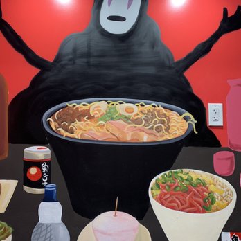 Saku Ramen - One of the various colorful murals that cover the walls - Ramen Near Me - Riverside, California