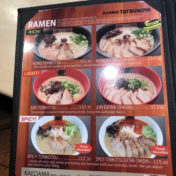 Ramen Tatsunoya - Menu 1 - Ramen Near Me - Pasadena, California