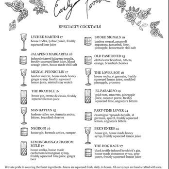 Early Terrible - Cocktail menu (07/2024) - Bars Near Me - Woodstock, New York